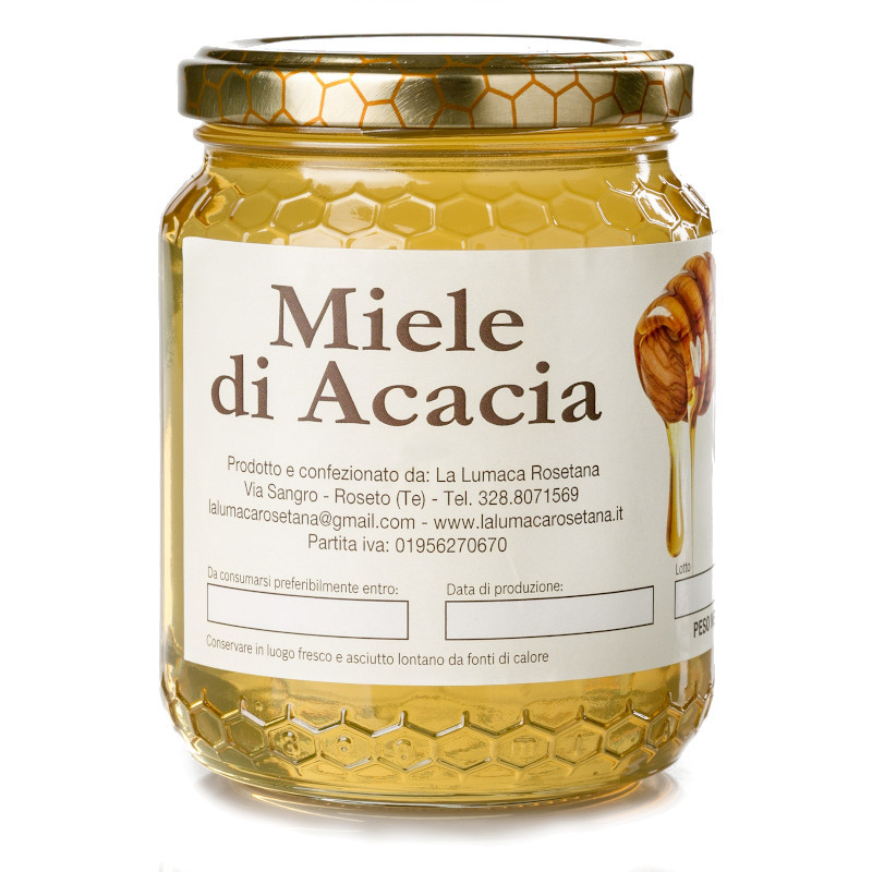 barattolo di vetro miele di acacia naturale biologico a Roseto degli Abruzzi a Teramo